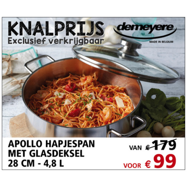 Apollo Hapjespan met glasdeksel, ø 28 cm