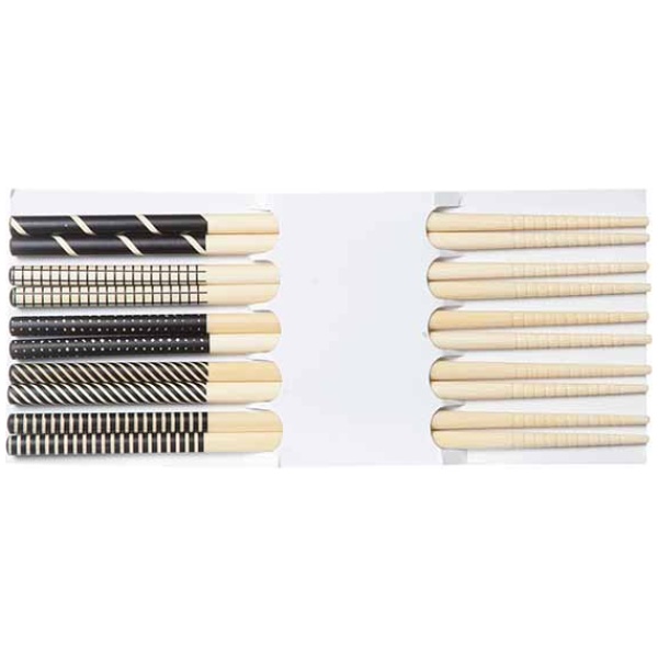 Chopsticks Zwart Decor 22.5cm set-5x - Afbeelding 2