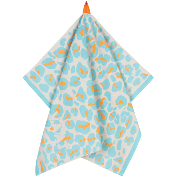 VAAT Thee-en-Keukenhanddoek-Giftset Leopard Turquoise-Oranje - Afbeelding 2