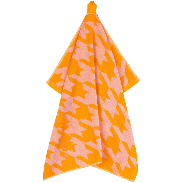 VAAT Thee-en-Keukenhanddoek-Giftset Pied-de-Poule Roze-Oranje - Afbeelding 3