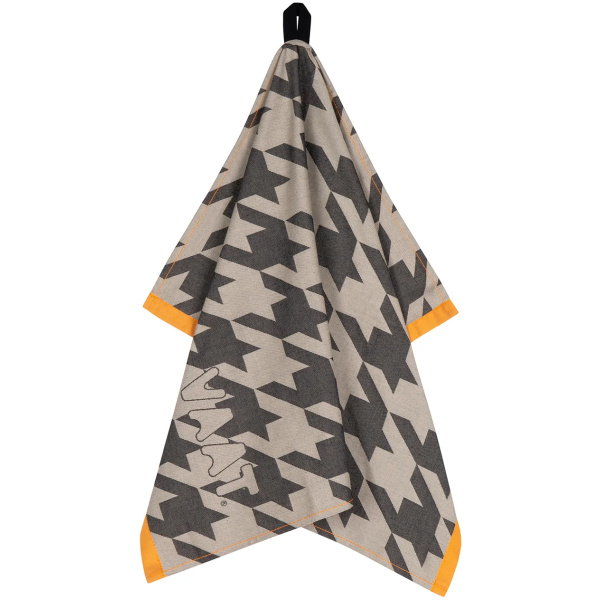 VAAT Thee-en-Keukenhanddoek-Giftset Pied-de-Poule Zwart-Zand - Afbeelding 2
