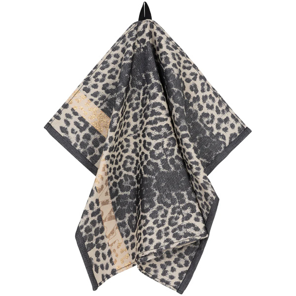 VAAT Thee-en-Keukenhanddoek-Giftset Leopard Zwart-Zand-Goud - Afbeelding 2