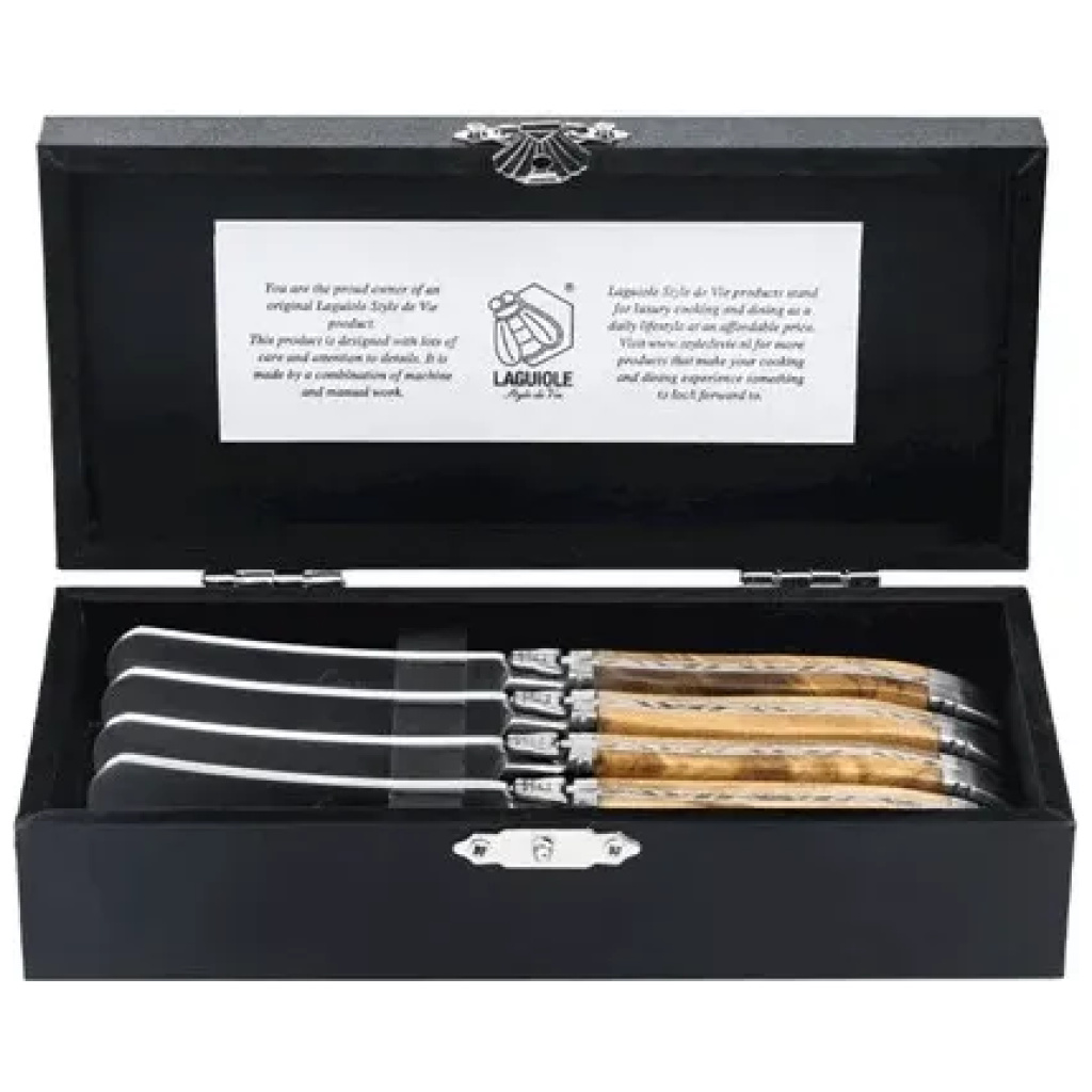 Laguiole Style de Vie Luxury Line Botermessen Olijfhout 4 stuks .png Laguiole Style-de-Vie Luxury-Line Botermessen Olijfhout 4-stuks