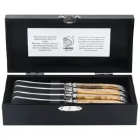 Laguiole Style-de-Vie Luxury-Line Botermessen Olijfhout 4-stuks