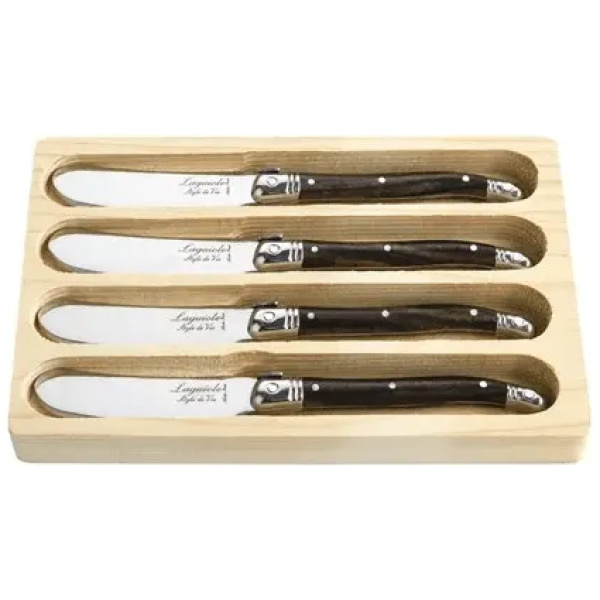 Laguiole Style-de-Vie Premium-Line Botermessen Dark Wood 4-stuks