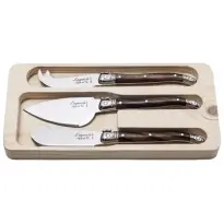 Laguiole Style-de-Vie Premium-Line Kaasmessenset Dark Wood 3-delig
