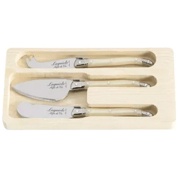 Laguiole Style-de-Vie Premium-Line Kaasmessenset Parelmoer 3-delig