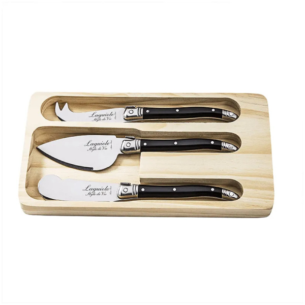 Laguiole Style-de-Vie Premium-Line Kaasmessenset Zwart 3-delig