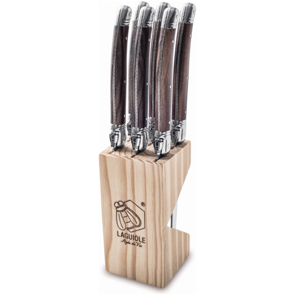 Laguiole Style-de-Vie Premium-Line Steakmessen Dark Wood 6-stuks