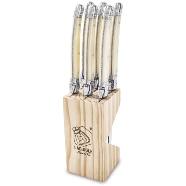 Laguiole Style-de-Vie Premium-Line Steakmessen Parelmoer 6-stuks
