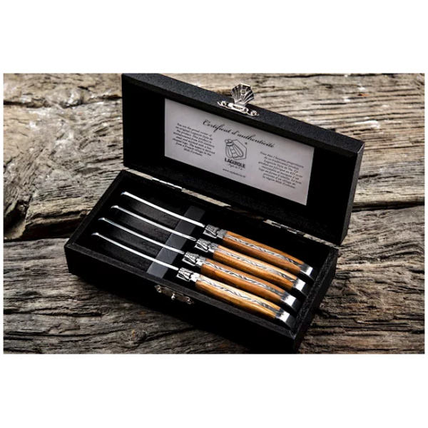 Laguiole Style-de-Vie Luxury-Line Botermessen Olijfhout 4-stuks - Afbeelding 4