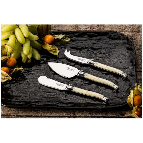 Laguiole Style-de-Vie Premium-Line Kaasmessenset Parelmoer 3-delig - Afbeelding 2