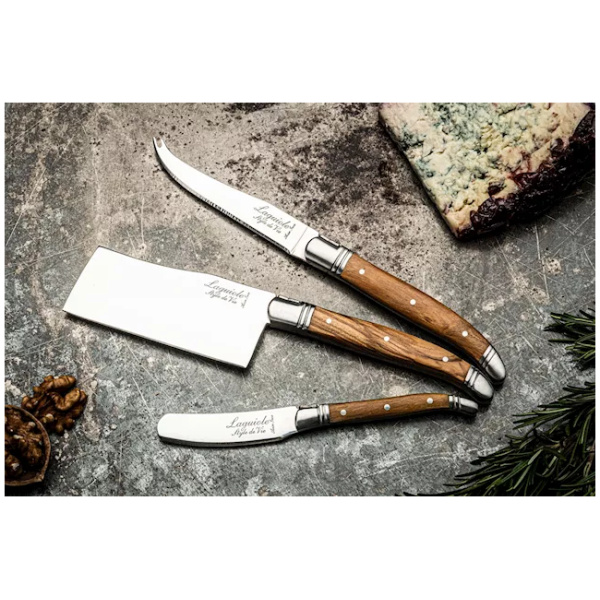 Laguiole Style-de-Vie Luxury-Line Kaasmessenset Olijfhout 3-delig - Afbeelding 3