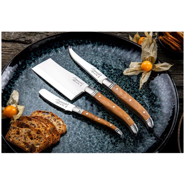 Laguiole Style-de-Vie Luxury-Line Kaasmessenset Olijfhout 3-delig - Afbeelding 4