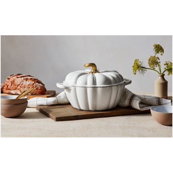 Le Creuset Braadpan Pompoen Wit-24cm - Afbeelding 2